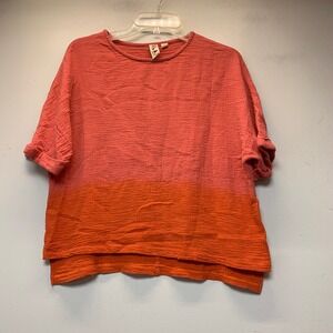 Dolan Left Coast Collection Top Womens L Pink Orange Colorblock Cotton Gauze EX